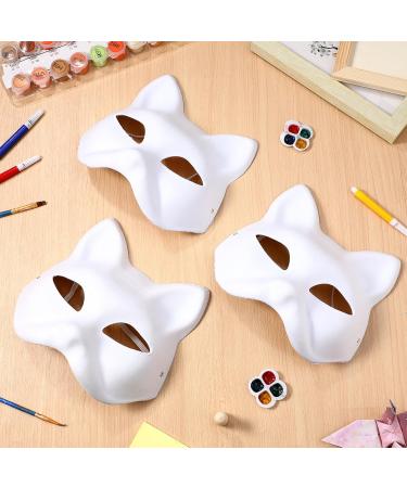 Holidyoyo Cat Mask - 3 Pieces White DIY Half-Face Masks for Halloween Cosplay & Maskerade Parties | Therian-Masks - Buy Online on GoSupps.com