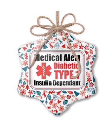 NEONBLOND Christmas Ornament Medical Alert Red Diabetic Insulin Dependant Type 1 Red White Blue Xmas