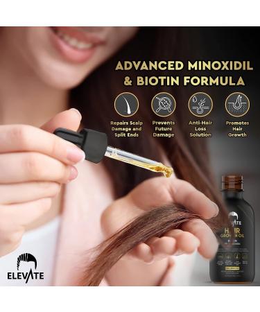 ELEVATE Hair Growth Oil - Biotin & Minoxidil Serum for Stronger, Thicker Hair | Natural Treatment to Stop Thinning & Hair Loss - Men & Women 2oz - Buy Online on GoSupps.com
