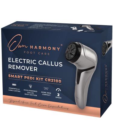 Electric Foot Callus Remover with Vacuum - Own Harmony Professional Pedicure Tools Kit for Powerful Pedi Feet Care Vac, Electronic Foot File CR2100, Best for Hard, Dry, Cracked, Dead Skin (3 Rollers) Quantum Silver