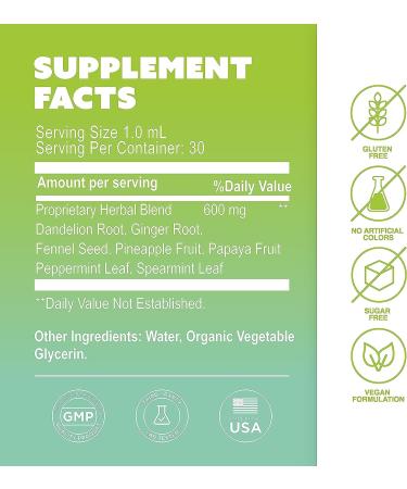 BIOTOPLEVEL Debloat Plus Organic Vegan Liquid Drops - Bloating and Gas Relief - Digestive & Gut Health Support - 1.0 Fl Oz - Buy Online on GoSupps.com