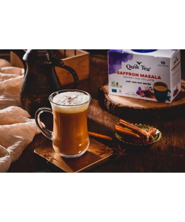 Quik Tea Saffron Masala Chai Tea Latte - 10 Count Single Box - All Natural Singe Serve Pouches of Instant Authentic Comfort Wellness Tea - Buy Online on GoSupps.com