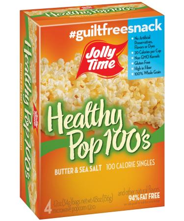 Jolly Time 100 Calorie Healthy Pop Butter Microwave Pop Corn - 4 CT (pack of 12), Package may vary 12 Ounce (Pack of 48)