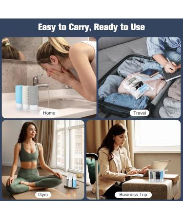 Moko 100ml Travel Bottles Set - 15 Silicone Containers for Shampoo Lotion Cream | Portable Travel Essentials with PVC Bag - Ideal for Men & Women - Black Gray Blue White - Buy Online on GoSupps.com