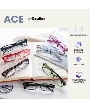 Opulize Ace Reading Glasses 6 Pack - Classic Narrow Frame Scratch-Resistant Black Spring Hinges for Men & Women | +1.00 Magnification - Buy Online on GoSupps.com