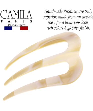 Camila Paris CP2973 White Wavy Hair Pin French Twist Stick Clip | Handmade in France | 3-Prong Hair Fork for Women - Buy Online on GoSupps.com