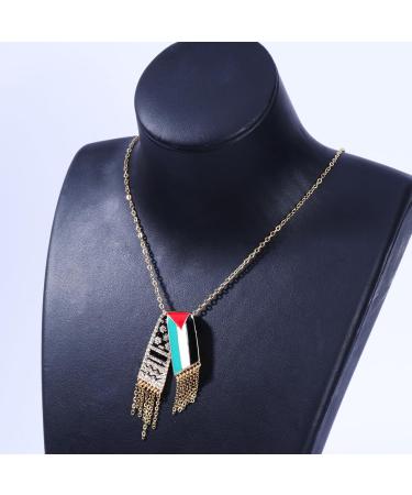 OralGos Ethnic Scarf Pendant Necklace - Adjustable Clavicle Chain Fashion Choker Jewelry for Women | International Shipping - Buy Online on GoSupps.com
