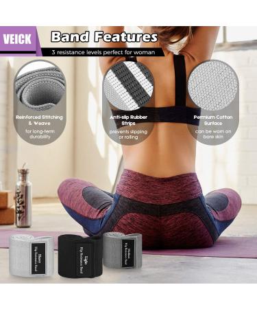 VEICK Resistance Bands - Workout Loop Bands for Women - Fitness Stretch Bands for Booty Legs - White/Gray/Black - Buy Online on GoSupps.com