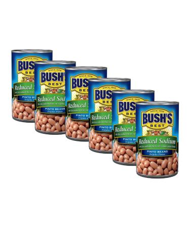 Bushs Pinto Beans 15.5oz Can (Pack of 6) (Pinto Beans - Reduced Sodium)