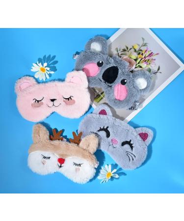 KiiMos Kids Eye Mask - Soft Plush Blindfold Cute Animal Cartoon Sleep Eye Cover for Girls, Teens, Women - Christmas Elk Design - Buy Online on GoSupps.com