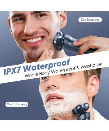 Sejoy 5-in-1 Electric Razor for Men - Wet/Dry Rotary Shaver for Face, Pubic Hair & Beard - Cordless & Waterproof - USB Rechargeable - Blue - Ideal Gift for Dad/Husband - Buy Online on GoSupps.com