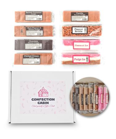 Fudge Gift Set - Fudge Hamper Selection Box 8 bars (100-130g) | 5 Fudge Bars Plus 3 More (Fudge Ice Coconut Ice & Peanut Brittle) | Fudge Gift Box | Gift for Mum and Grandmum