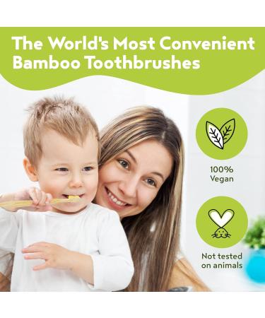 Bamboogaloo Kids Bamboo Toothbrushes | Eco-Friendly 4 Pack with Free Cotton Swab | Soft BPA-Free Bristles | Natural & Biodegradable Packaging - Buy Online on GoSupps.com