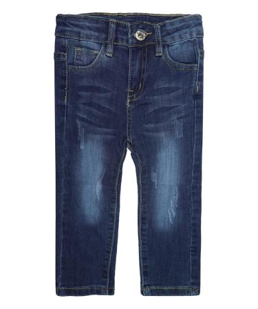KIDSCOOL SPACE Baby Little Boys Jeans Elastic Band Inside Straight Fit Ripped Denim Pants 4-5 Years Deepblue-2553