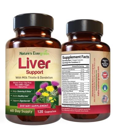 Liver Cleanse Detox & Repair | Herbal Liver Support Supplement w/ 20+ Liver Health Nutrients, Milk Thistle, Turmeric, Ginger, Dandelion, Zinc, Artichoke & more for Optimal Liver Support | 120 Capsules