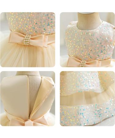 Miipat Toddler Girl Princess Party Dress | Sequin Sleeveless Formal Flower Girls Dress 2-3 Years Champagne - Buy Online on GoSupps.com