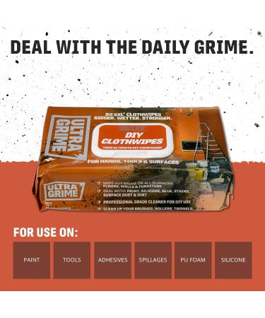 UltraGrime DIY Wipes XXL Heavy Duty 80 Thick Wipes - Heavy Duty Big Wipes - cleaning wipes heavy duty - stain remover wipes - surface cleaning wipes - heavy duty - paint remove multi purpose wipes - Buy Online on GoSupps.com