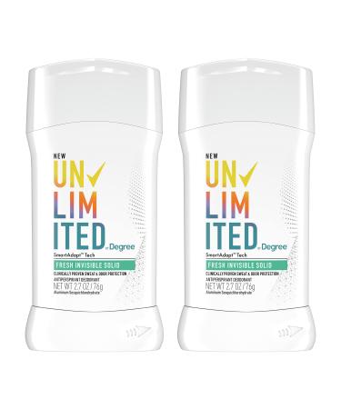 Degree Unlimited Antiperspirant Deodorant Stick Fresh 2 Count Long-Lasting Sweat & Odor Protection with Antiperspirant Technology SmartAdapt Tech 2.7 oz