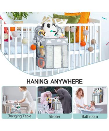 Mloong Diaper Caddy Hanging Organizer for Changing Table - Nursery Diaper Holder for Crib, Car - Diaper Stacker for Newborn Baby Boy & Girl - Light Grey - Buy Online on GoSupps.com