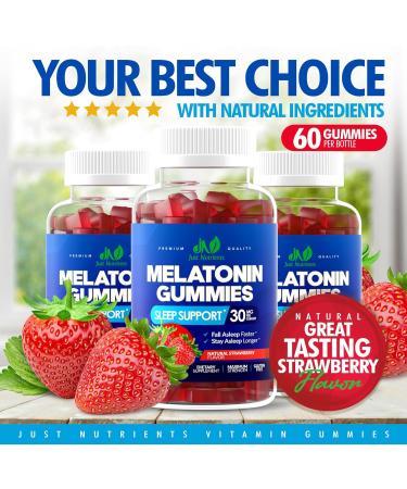 Just Nutrients Melatonin 30mg Gummies for Adults Maximum Strength Sleep Aid with 30mg of Melatonin Per Gummy 60 Gummies - Strawberry - Buy Online on GoSupps.com