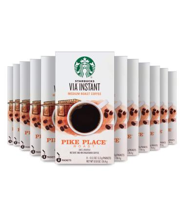 Starbucks VIA Instant Coffee Medium Roast Packets  Pike Place Roast  100% Arabica - 8 Count (Pack of 12) - Packaging may vary Pike 8 Count (Pack of 12)
