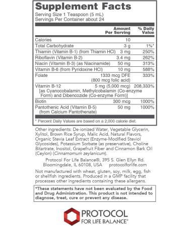 Protocol Liquid B-12 5000mcg Vitamin B Complex with Niacin - 4 fl. oz. (118 mL) - Buy Online on GoSupps.com