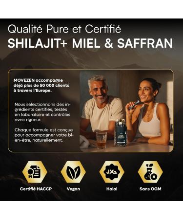 Shilajit+ Miel & Safran Bio R sine Authentique 100% Pure de l Himalaya nergie Durable Vitalit Concentration 30 Sticks de 8 g Riche en Acide Fulvique & Humique 85+ Min raux - Buy Online on GoSupps.com
