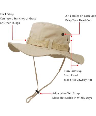 Ultrake Wide Brim Sun Protection Hat - Double-Layered Classic US Martial Arts Style Ideal for Fishing Hunting Camping - Khaki - Buy Online on GoSupps.com