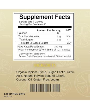 Amazing Botanicals Zesty Lemon Kava Gummies - 250mg per Gummy - Natural Sleep Aid for Relaxation & Restful Nights, Non-GMO, Vegan, Gluten-Free - 30 Gummies - Buy Online on GoSupps.com