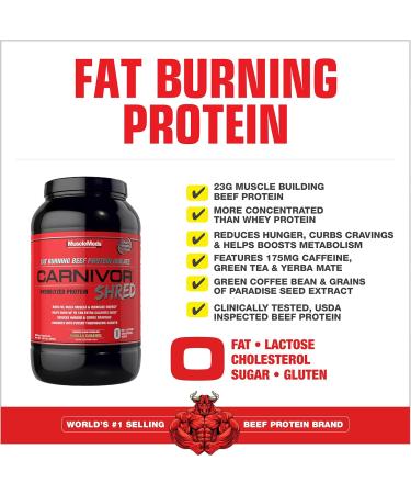MuscleMeds Carnivor Shred Fat Burning Hydrolized Beef Protein Isolate, 0 Lactose, 0 Sugar, 0 Fat, Vanilla Caramel, 2 Pound, 28 Servings - Buy Online on GoSupps.com