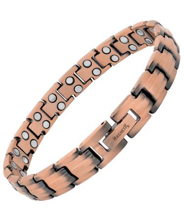 MagnetRX Womens Pure Copper Magnetic Bracelet - Ultra Strength Magnetic Therapy Copper Bracelet for Arthritis Pain Relief & Carpal Tunnel - Adjustable Length with Sizing Tool (Classic Style)