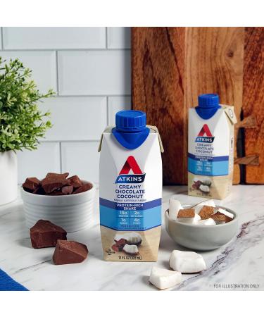 Atkins Creamy Chocolate Coconut Protein Shake, 15g Protein, 2g Net Carbs, 1g Sugar, Keto Friendly, 12 Count 11 Fl Oz (Pack of 12) - Buy Online on GoSupps.com