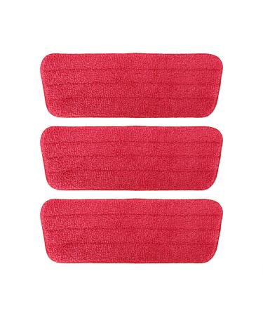TreeLen 3 Packs Microfiber Mop Pads Spray Mop Refill Replacement Heads Wet/Dry Floor Cleaning Refill Mop Pads Compatible with Bona Floor Care System Rubbermaid Reveal Spray Mop Libman Cxhome Norwex Red 3packs Mop Pad