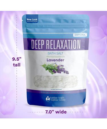 Deep Relaxation Bath Salt - 32oz Epsom Salt with Lavender Essential Oil and Vitamin C - BPA Free Pouch - 2lb Pack - Buy Online on GoSupps.com