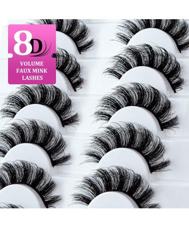 Leipple False Eyelashes 8 Pairs - Professional Reusable 8D Mink Lashes - Waterproof Thick Fluffy Faux Mink Eyelashes | QZ-05 - Buy Online on GoSupps.com