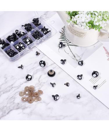 PandaHall Resin Safety Eyes 100pcs for Amigurumi & Crafts - Black Stuffed Teddy Bear Eyes in 5 Sizes (8/10/12/14/16mm) with Washers - 100 Pack - Buy Online on GoSupps.com