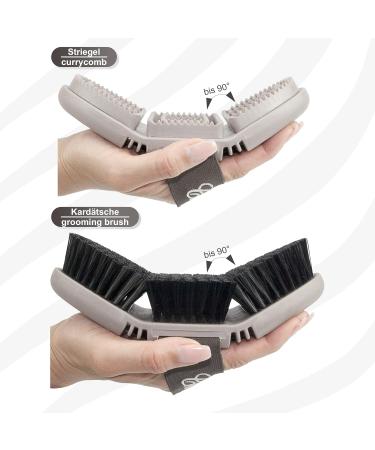 Chevalon Horses Cleaning Set | Flexible Card tsche Striegel & Massage Brush | 2-in-1 Hoof Scraper with Stainless Steel Pick | Essential Horse Cleaning Accessories - Buy Online on GoSupps.com