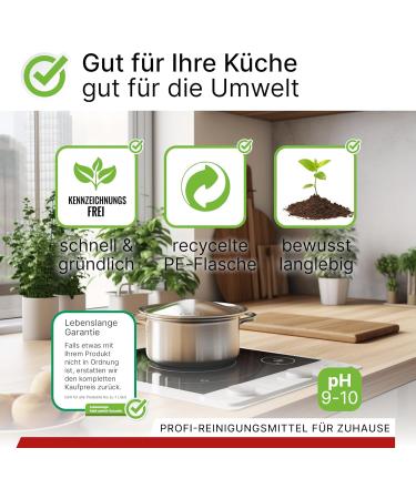 Biohy Glaskeramik Hob Field Cleaner - 3 x 1L Kitchen Ceranfeldreiniger | Scratch-Free High Gloss Fat Solder | Biodegradable Kitchen Cleaner Supplement - Buy Online on GoSupps.com