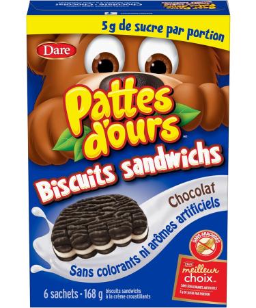 Bear Paws Chocolate Sandwich Cookies - Soft Cookie Snack Packs School Snacks Made With Real Cocoa Peanut Free 168g 6 Pouches - Buy Online on GoSupps.com