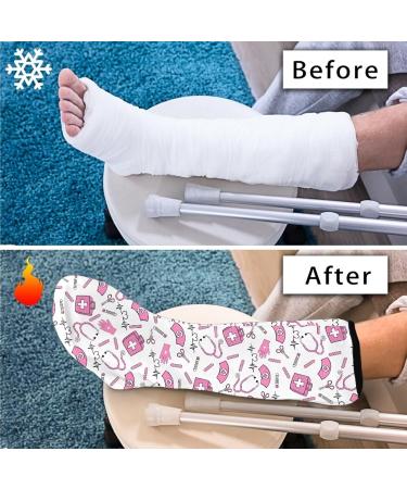 Shop LEDBACK Cast Cover - Large Foot Cast Sock Protector with Cute Nurse Print | Optimal Leg Ankle Protection | International Shipping Available - Buy Online on GoSupps.com