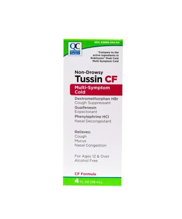 Quality Choice Non-Drowsy Tussin CF Multi-Symptom Cold Relief 4 Oz (Pack of 3)