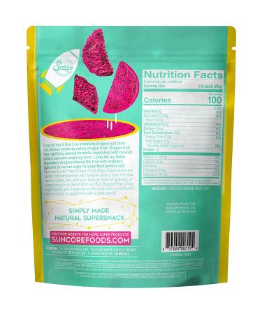 Suncore Foods Red Dragon Fruit Chips 5.32oz - Gluten Free, Non-GMO Supersnack (1 Pack) - Buy Online on GoSupps.com