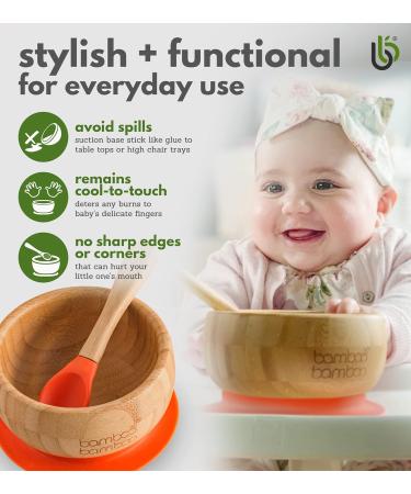 Bamboo Bamboo Baby Suction Bowl Set for Feeding and Weaning | Orange | Matching Spoon Included - Buy Online on GoSupps.com