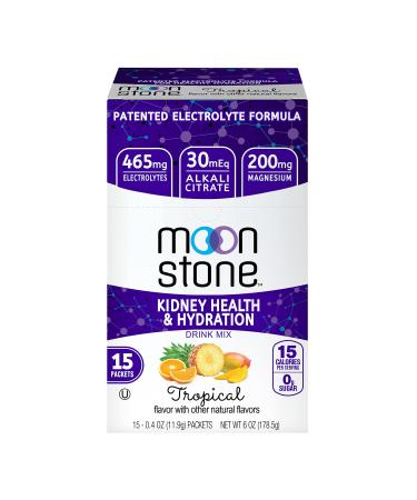 Moonstone Nutrition Kidney Cleanse & Kidney Support Drink Mix, Keto Electrolyte Hydration Powder, Stone Prevention, Chanca Piedra Alternative, Magnesium, Potassium, 15 Pack, Tropical 6 Ounce (Pack of 1)