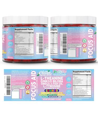 Clean Nutra Kids Focus Gummies with L-Theanine Ginkgo Biloba Omega-3 Fish Oil L-Tyrosine Vitamin B6 B12 60 Count Clean Label Non-GMO Vegan-Friendly SmartyPop Formula for Kids Support - Buy Online on GoSupps.com