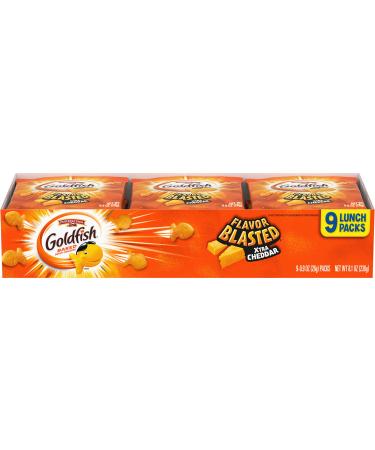 Goldfish Flavor Blasted Crackers, Xtra Cheddar Snack Pack, 0.9 oz, 9-CT Multi-Pack Tray Flavor Blasted Extra Cheddar