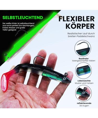 Njord Kalastus Rubber Fish with Jig Head | Selectable Sizes for Zander & Pikeperch - 12cm 15g 13cm 20g 15cm 30g | Predator Fishing Bait Set - 6 Pieces - Buy Online on GoSupps.com