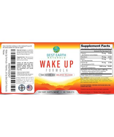 Best Earth Naturals Wake Up Formula Supplement Delayed Time Release Energy 40 Count - Buy Online on GoSupps.com