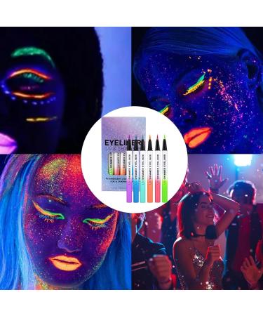 Glow Eye Liners Waterproof Glitter Eyeliners 6 Pieces Intense Pigmentation Gel Makeup Pen for Women and Girls Dancing Party - Buy Online on GoSupps.com