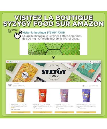 SYZYGY FOOD | Certified Organic Chlorella | 300 Tablets of 500mg | Chlorella 99% ORGANIC | Broken Cell Wall | DETOX - Vegan - Plant Proteins - Satiety - B12 - Vitamins - Minerals - Buy Online on GoSupps.com